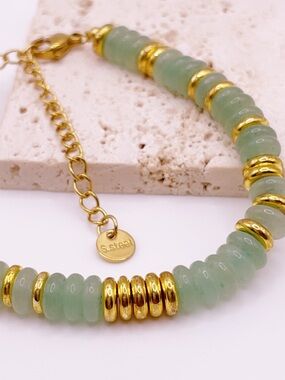 Gold & Sage Green Beaded Bracelet
